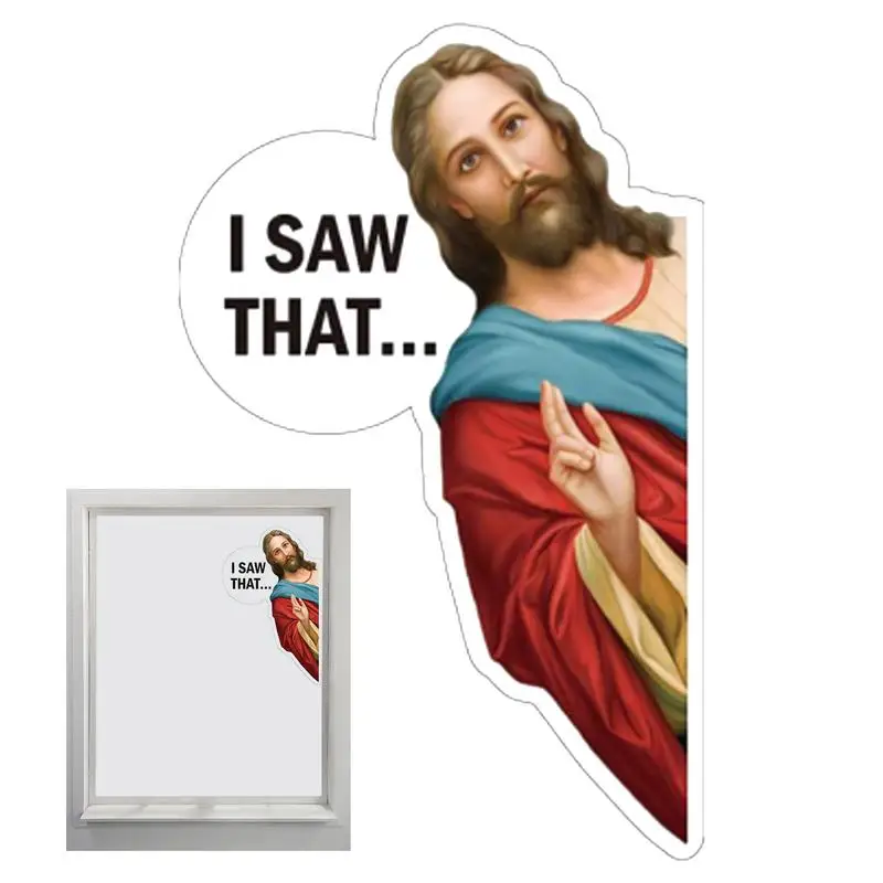 Я видел Эту наклейку с Иисусом Религиозные наклейки Креативная Декоративная защита от ультрафиолета Простые в нанесении Устойчивые к атмосферным воздействиям наклейки с Иисусом