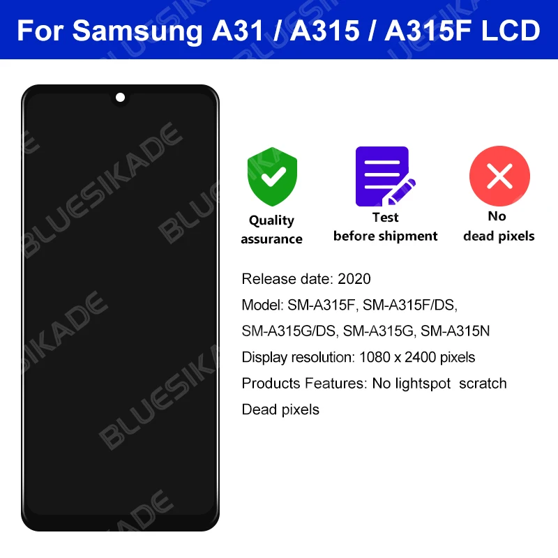 Для Samsung Galaxy A315 ЖК-дисплей A31 A315F/DS A315F Дисплей Сенсорный Экран Дигитайзер Для Samsung SM-A315F SM-A315F/DS Запасные Части