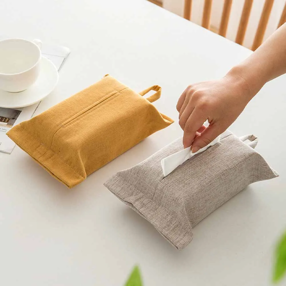 Подвесной футляр для салфеток Бумажный пакет Минималистичный Японский тканевый чехол для салфеток Бытовой Настольный Автомобильный бумажный пакет Сумка для салфеток