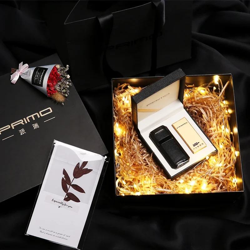 Дуговая электронная USB-зарядка, роскошная металлическая кожаная электрическая зажигалка, портативная необычная зажигалка, подарок на день рождения, мужской Подарк2023