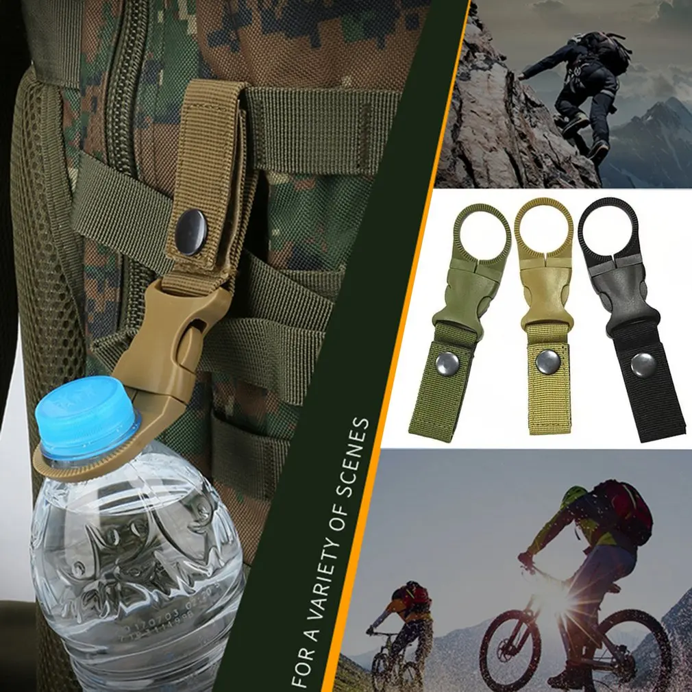 Уличная военная нейлоновая лямка с пряжкой, Крючок, держатель для бутылки с водой, зажим для карабина EDC, пояс для подъема, Вешалка для рюкзака, лагерь