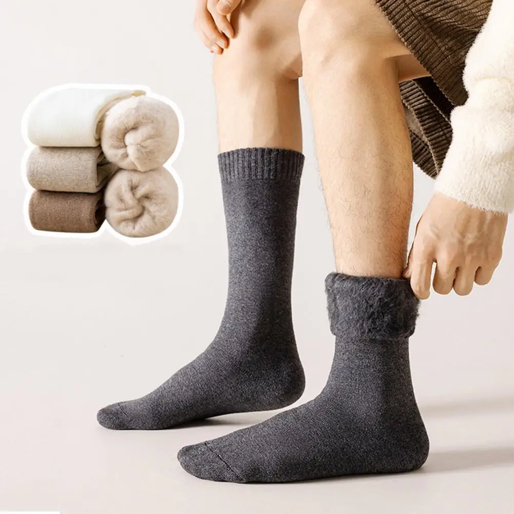 Теплые носки до середины икры, мужские теплые кашемировые носки до икр, уютные дышащие чулки до колена на зиму, утолщенные на осень, на зиму
