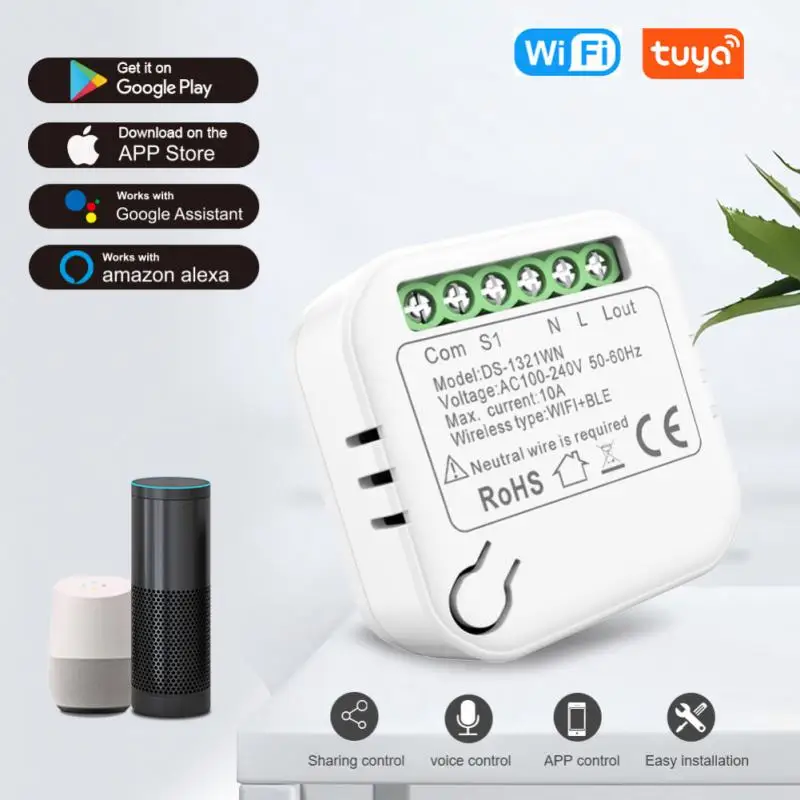 1-5 Шт. Беспроводные Переключатели Wifi 100-240 В Приложение Управление Синхронизацией 2 Способа Управления Tuya Smart Zero Fire Switch 10a Беспроводные Переключатели
