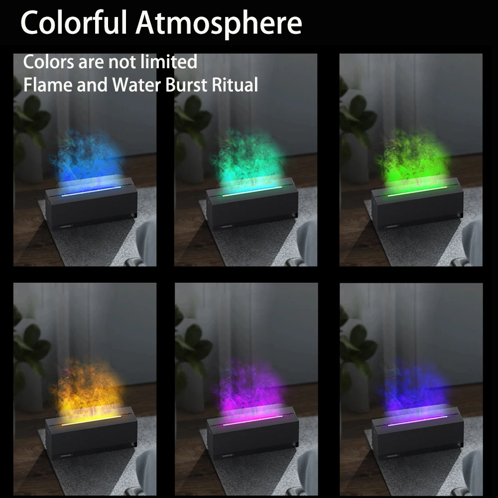 Диффузор пламени камина для эфирного масла, 7 цветов, Увлажнитель воздуха, Ультра-тихий Ароматический диффузор с прохладным туманом для спальни Дома, 320 мл