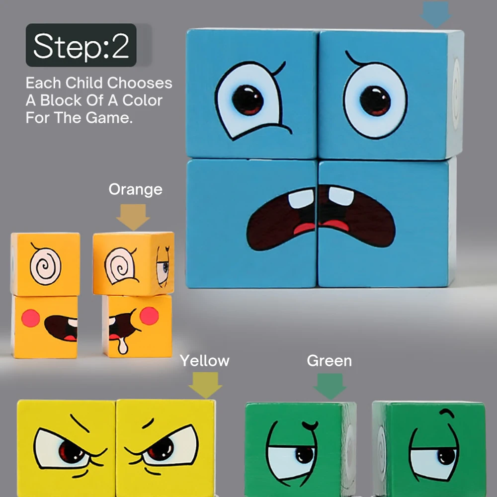 Дети Меняют Лицо Кубическая Игра Монтессори Экспрессия Головоломка Строительные Блоки Игрушки Раннее Обучение Развивающий Матч Игрушка для Детей