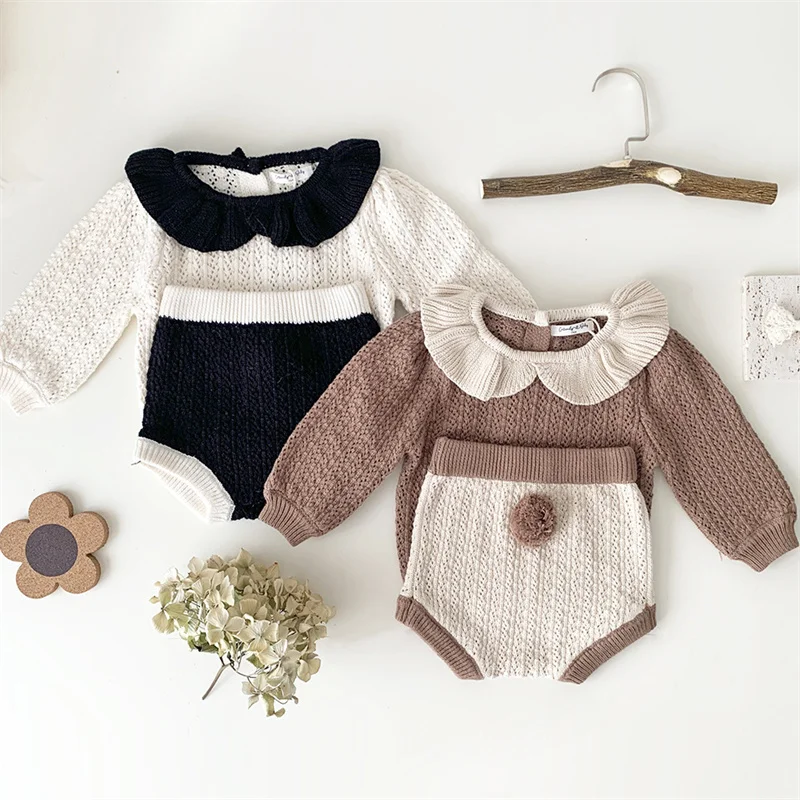 Рождественские Свитера для девочек, Комплект одежды для новорожденных, Осень-зима, Теплые Хлопчатобумажные Пуловеры с длинным рукавом + Шаровары, костюм