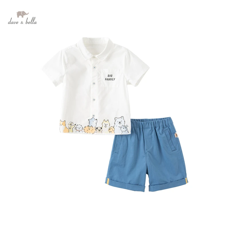 Детский костюм Dave Bella, Летняя одежда, Новые штаны для мальчика с короткими рукавами до колен, комплект из двух предметов для малышей DB2234921