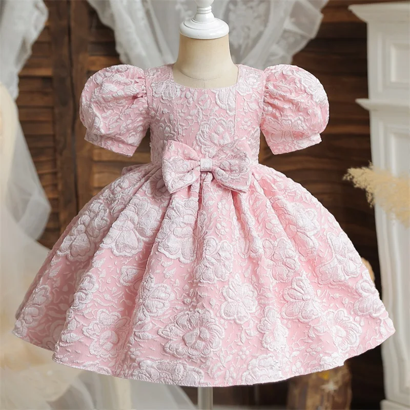 Новое летнее платье принцессы 2023 года, одежда для новорожденных девочек, элегантное платье с цветочным рисунком, платья для вечеринки, дня рождения, одежда 1-5 лет