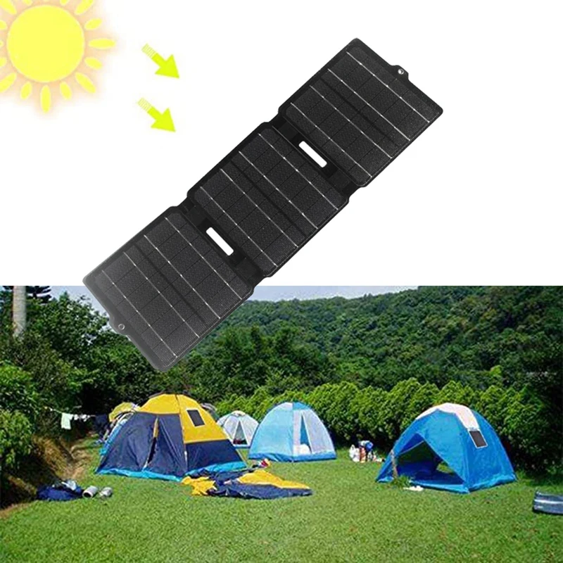 Складное Солнечное Зарядное Устройство мощностью 15 Вт 5 В, USB 5 В, Мобильная Солнечная панель, Складная сумка, Портативная Наружная Водонепроницаемая Солнечная панель.