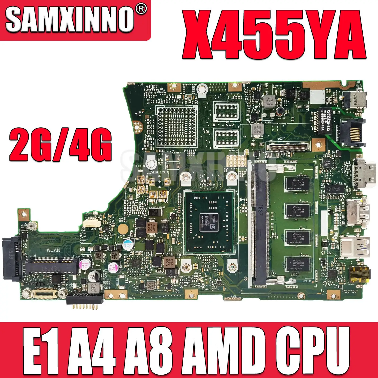 X455YA Материнская плата для ноутбука ASUS X455YI X455Y X454Y A454Y K454Y R454Y Материнская плата E1-7010 A4-7210 A8-7410 Процессор 2G/4G Оперативная память