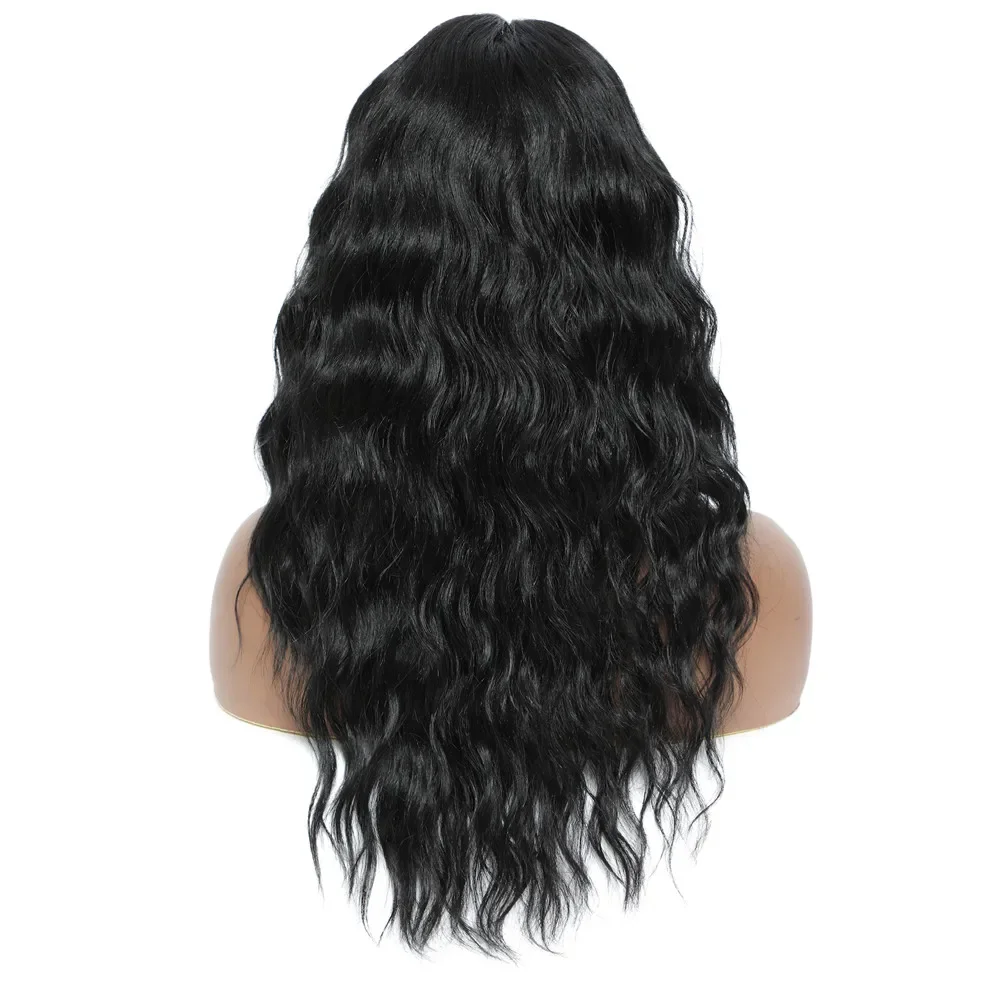X-TRESS Длинные Натуральные Волнистые Синтетические Парики с Челкой для Чернокожих Женщин Натурального Цвета, Термостойкие Волосы Машинного производства для Ежедневного использования