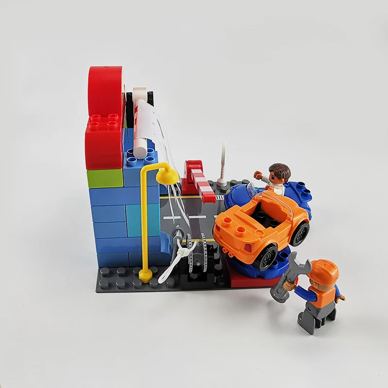Строительные блоки большого размера Moc Fun Автомойка Ремонтная станция Аксессуары Кирпичи Щетка для раскатки деталей Игрушки для детей и девочек Сделай сам