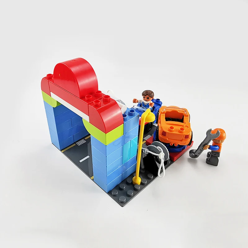 Строительные блоки большого размера Moc Fun Автомойка Ремонтная станция Аксессуары Кирпичи Щетка для раскатки деталей Игрушки для детей и девочек Сделай сам