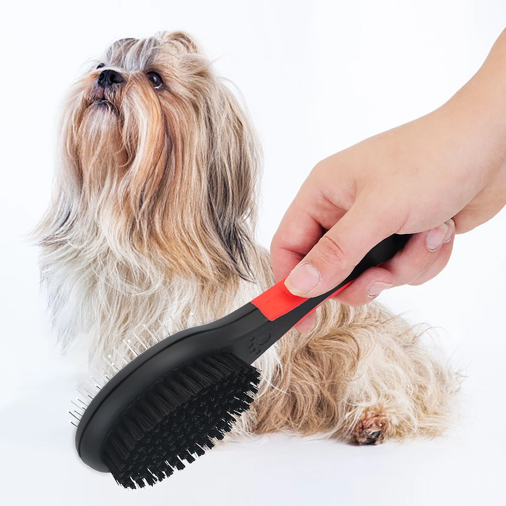 Расческа для ухода за собакой, Двусторонняя Многофункциональная щетка для массажа для ванны, щетка для волос, инструмент для ухода за домашними животными