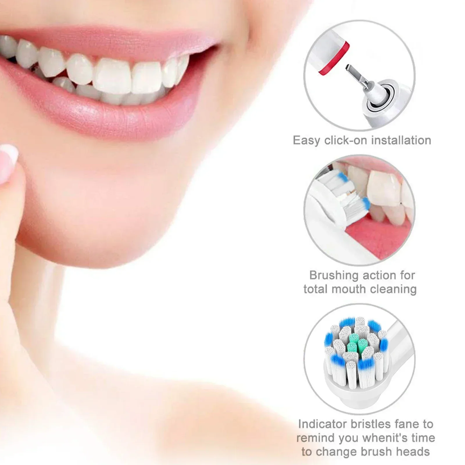 Сменные головки для электрических зубных щеток, 20 шт., Совместимые сменные головки для щеток Oral B Braun, совместимые Oral B