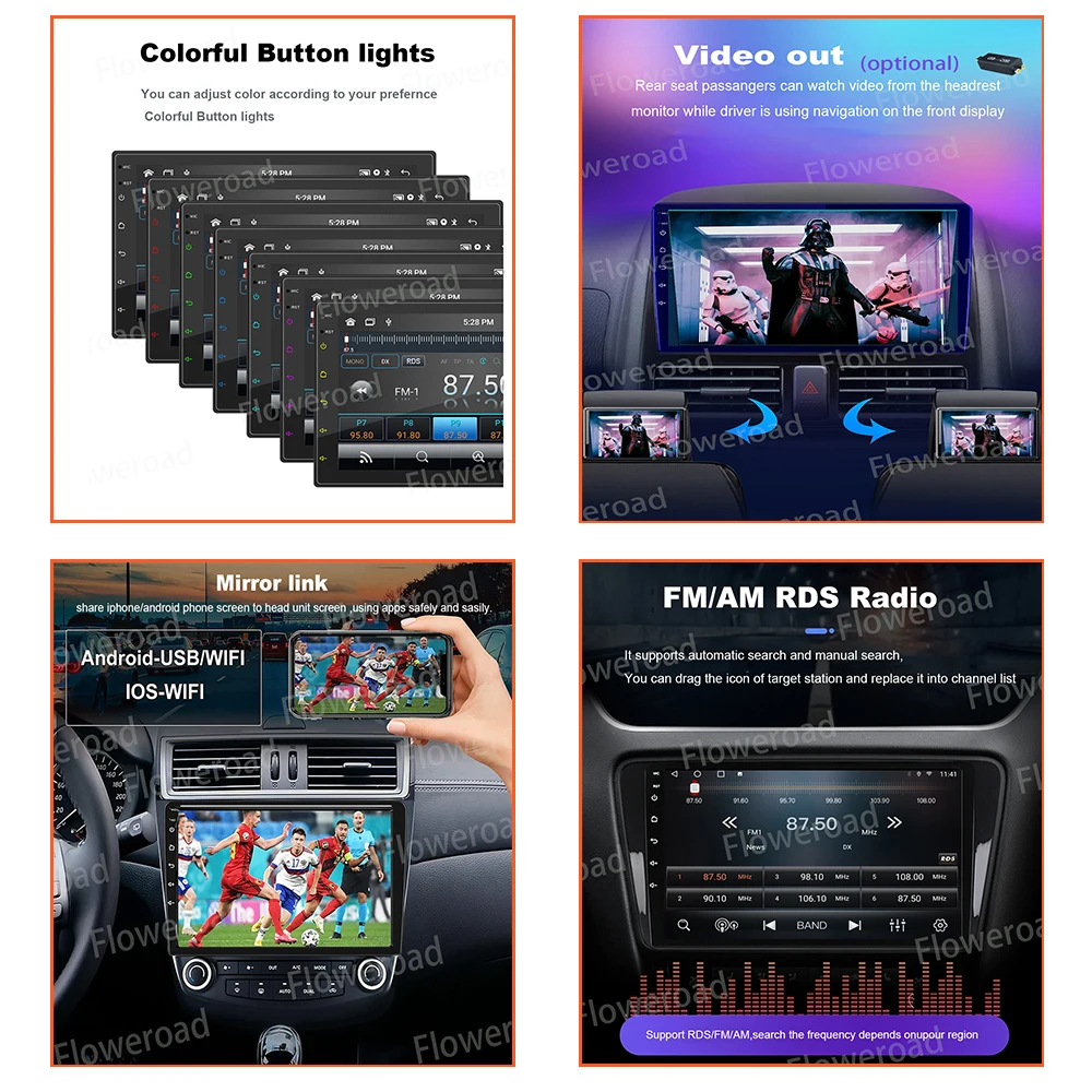 9 Дюймов Android 12 Для SsangYong Rexton Y250 II 2006-2012 Мультимедийный видеоплеер Навигация стерео GPS Carplay Auto BT5.0 5GWiFi