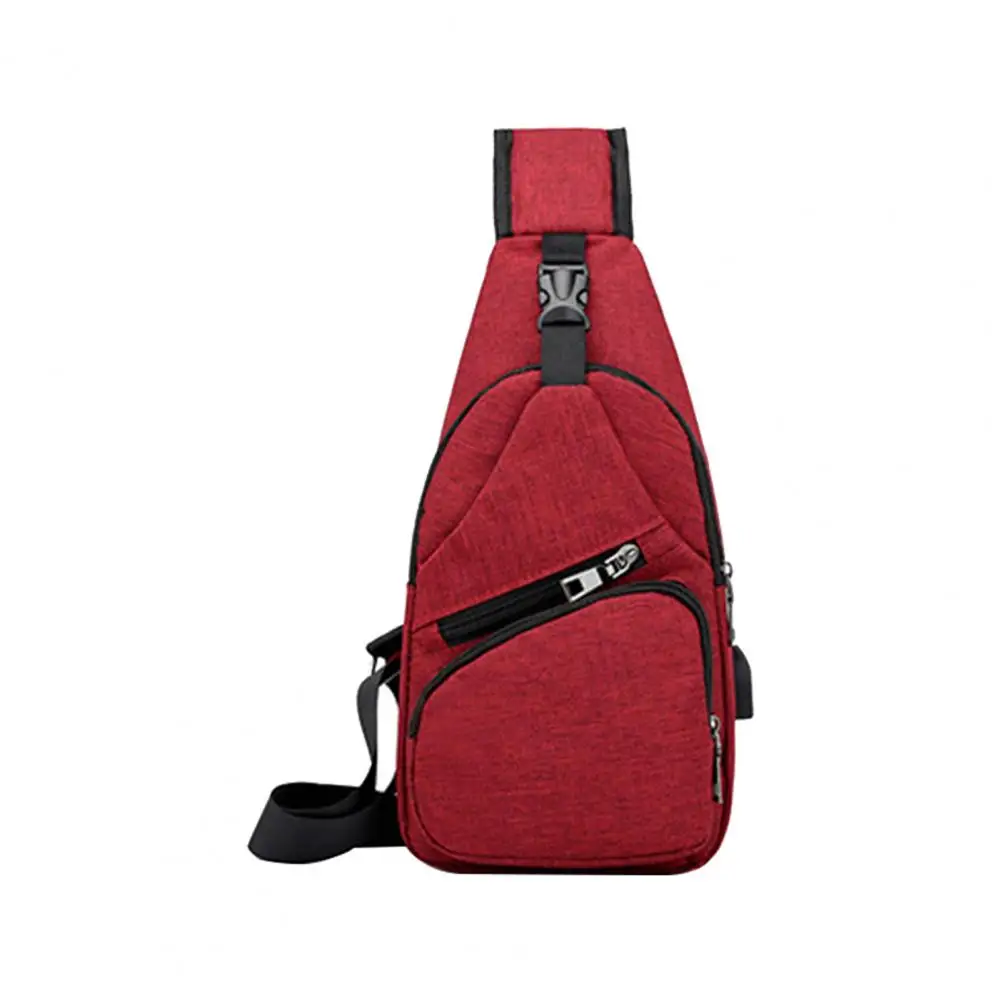 Спортивный рюкзак-слинг, регулируемый ремень, гладкая молния, лаконичный нагрудный рюкзак с интерфейсом USB для зарядки, уличная сумка унисекс