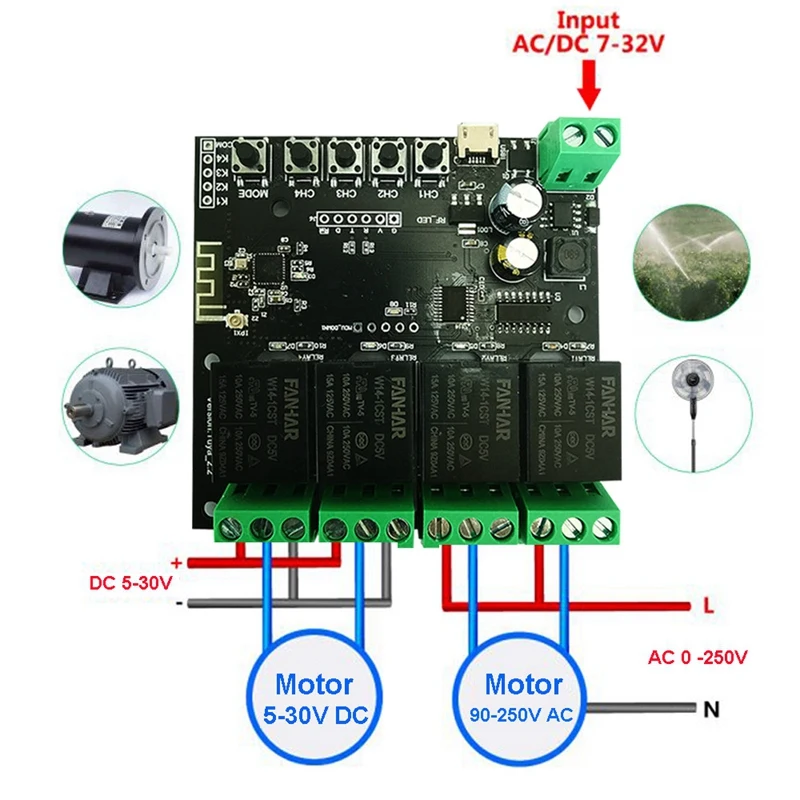 4-Канальный переключатель Tuya Модуль переключения Wi-Fi Беспроводное реле приложение Smart Life Дистанционное управление Умный таймер для умного дома для Alexa