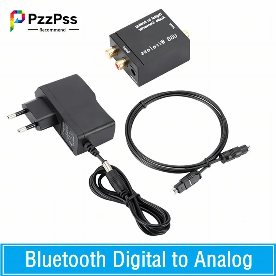 PzzPss Bluetooth Цифроаналоговый Аудиопреобразователь Адаптер Усилитель Декодер Оптоволоконный Коаксиальный Сигнал в Аналоговый ЦАП Spdif