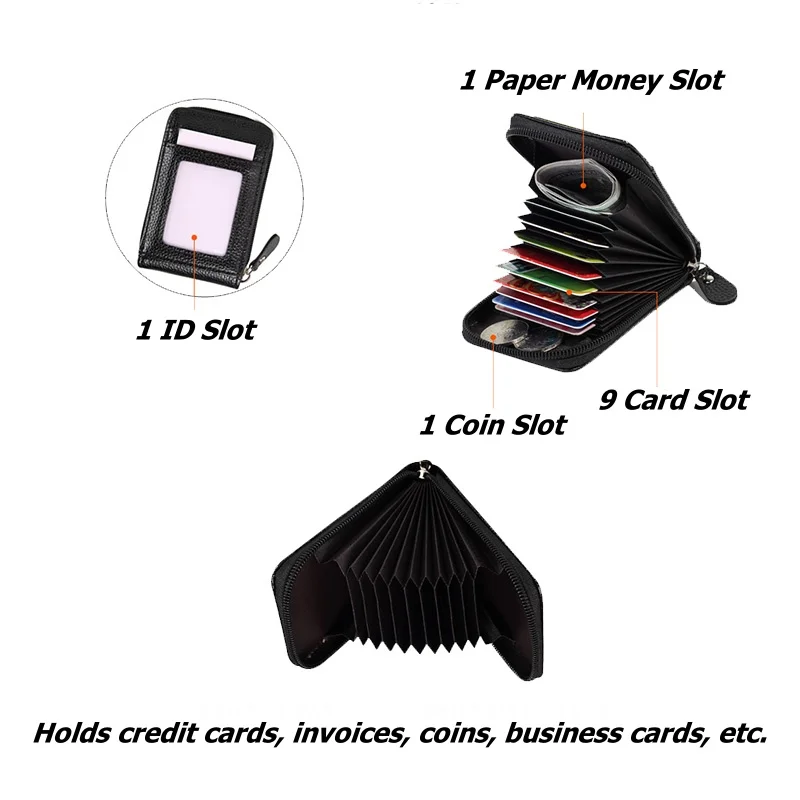 Держатель для кредитной карты из искусственной кожи, мини-кошелек на молнии, кошелек с прозрачным отделением для фотографий для мужчин, женская сумка для проездных карт