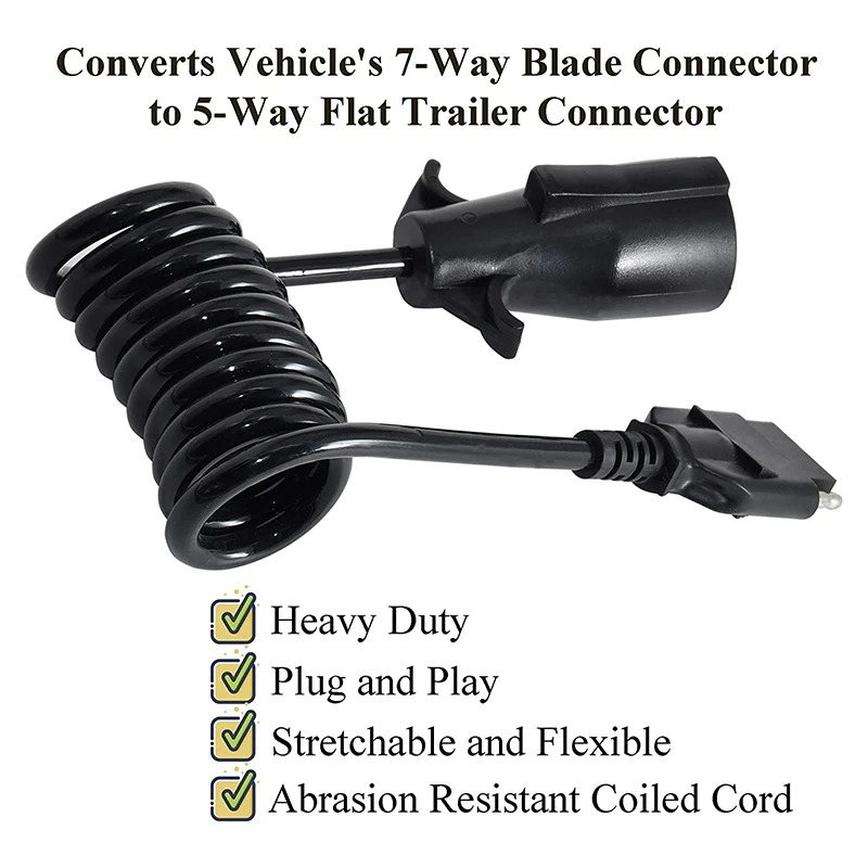 7-Ходовой круглый 5-ходовой плоский спиральный адаптер для прицепа Plug & Play для прицепа RV Blade Разъем для проводки прицепа со стороны транспортного средства