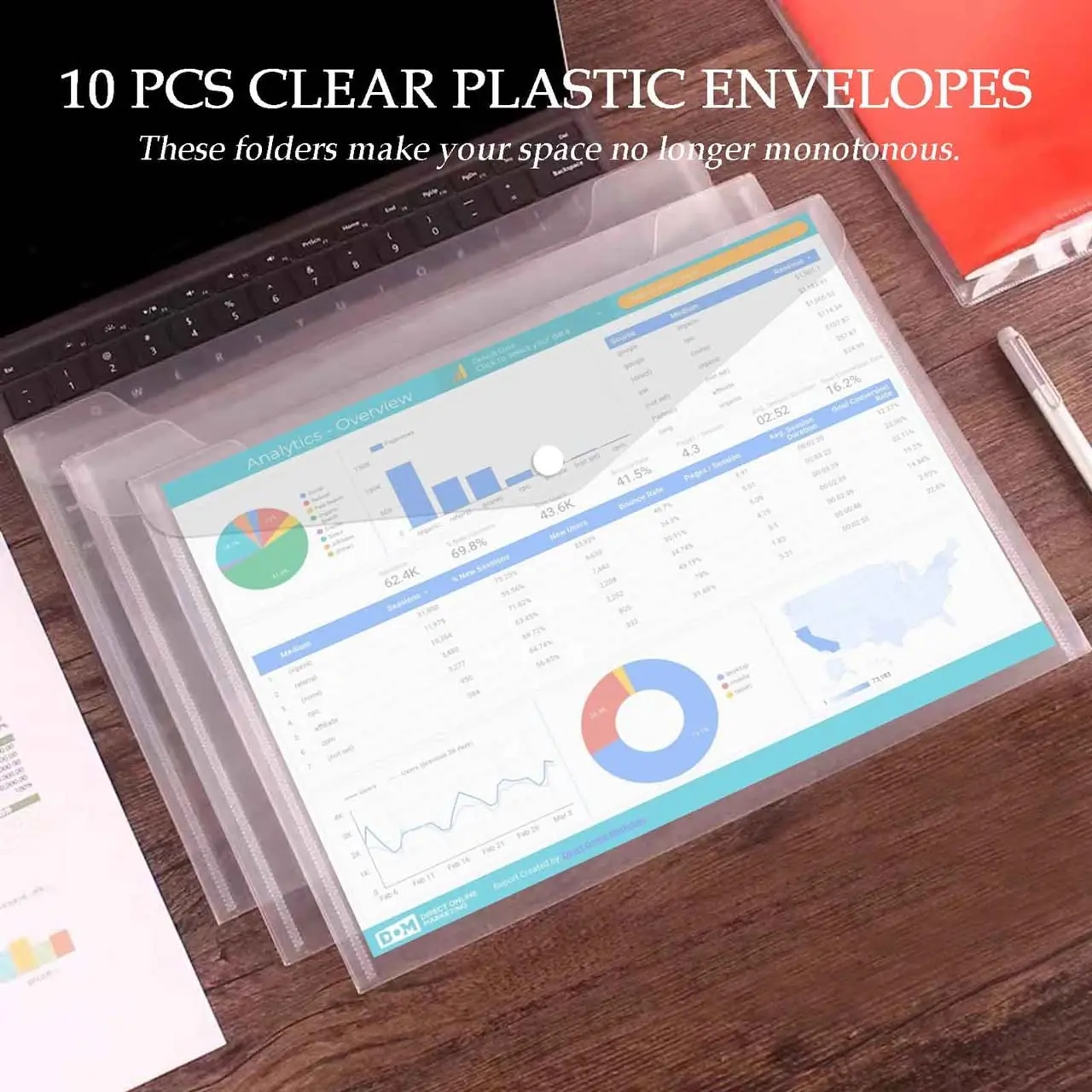 10 упаковок пластиковых конвертов с застежкой, конверт для документов формата А4, большие прозрачные полиэтиленовые конверты, пластиковые папки с застежкой