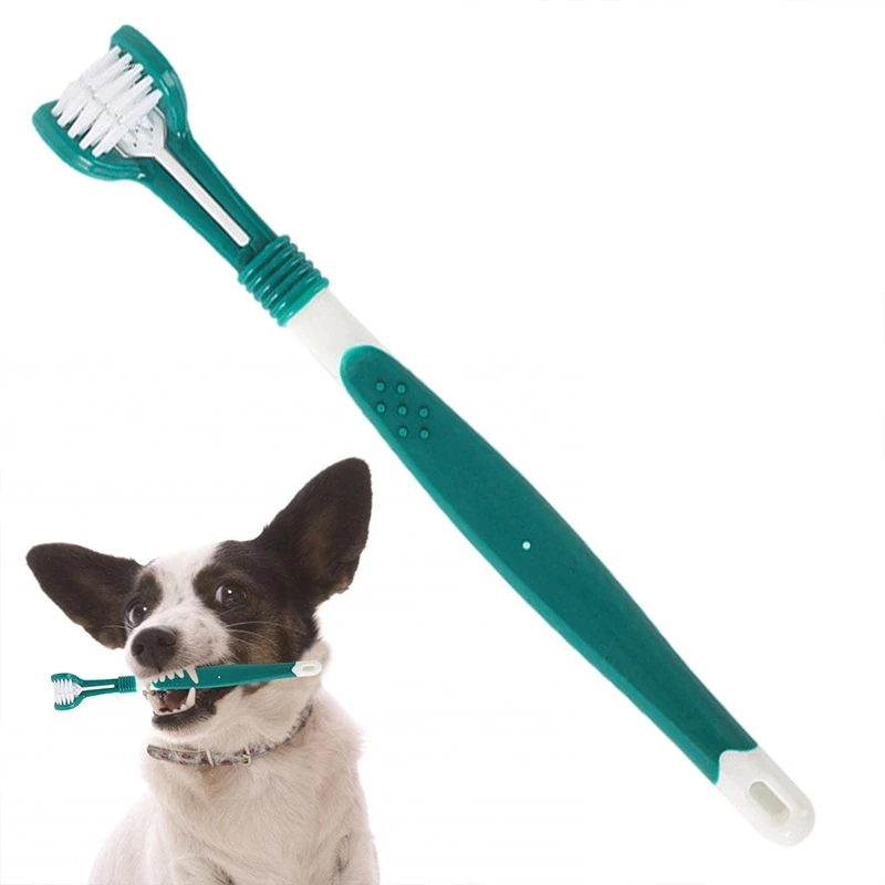 3-Сторонняя зубная щетка для домашних животных, Пластиковая зубная щетка для собак, Удаляющая неприятный запах изо рта, Зубной камень, Чистящая рот, Уход за зубами домашних животных, Кошка, Чистящая рот