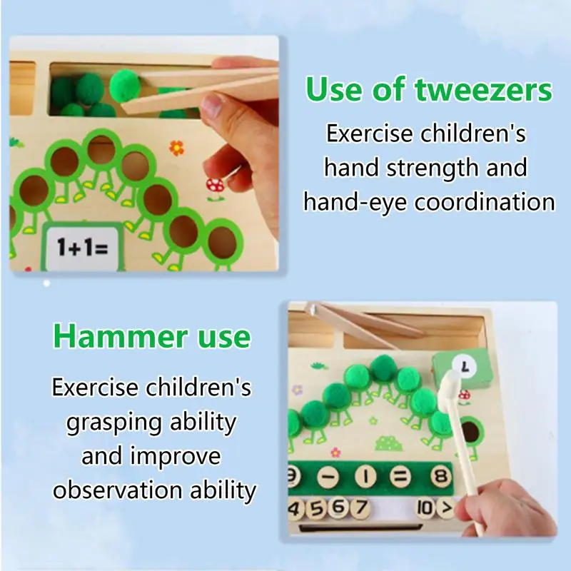 Счетные игрушки для детей 3-5 лет, считающая гусеница для малышей, обучающая детей математике сложения и вычитания по методу Монтессори &