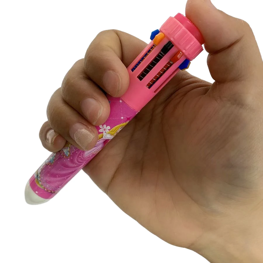 1 шт Многоцветная шариковая ручка Учебные принадлежности Мультяшная Десятицветная ручка Детский подарок цветная ручка