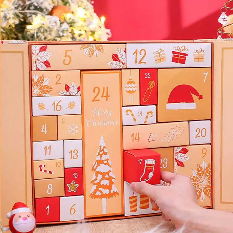 Подарочная коробка с календарем обратного отсчета Рождества, подарочная коробка с рождественским приключением, 24 складные коробки внутри коробки, календарь приключений своими руками, новогодний подарок