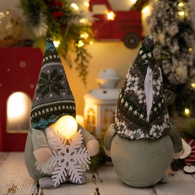 Рождественские Плюшевые гномы, светящиеся Вязаные Безликие куклы Рудольфа, Светящиеся Плюшевые украшения, Праздничная подвеска для Рождественской елки