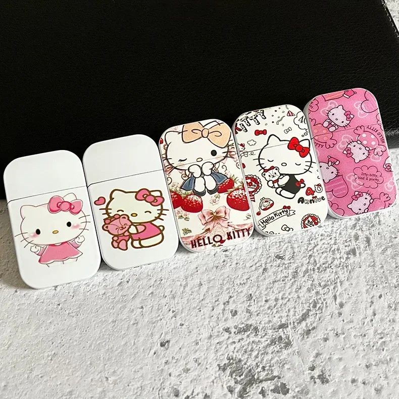 Креативная Металлическая Ветрозащитная Милая Зажигалка Hello Kitty Kawaii MyMelody Kuromi Cinnamo Sanrioed Зажигалки С Красным Пламенем Быстрая Доставка Подарок