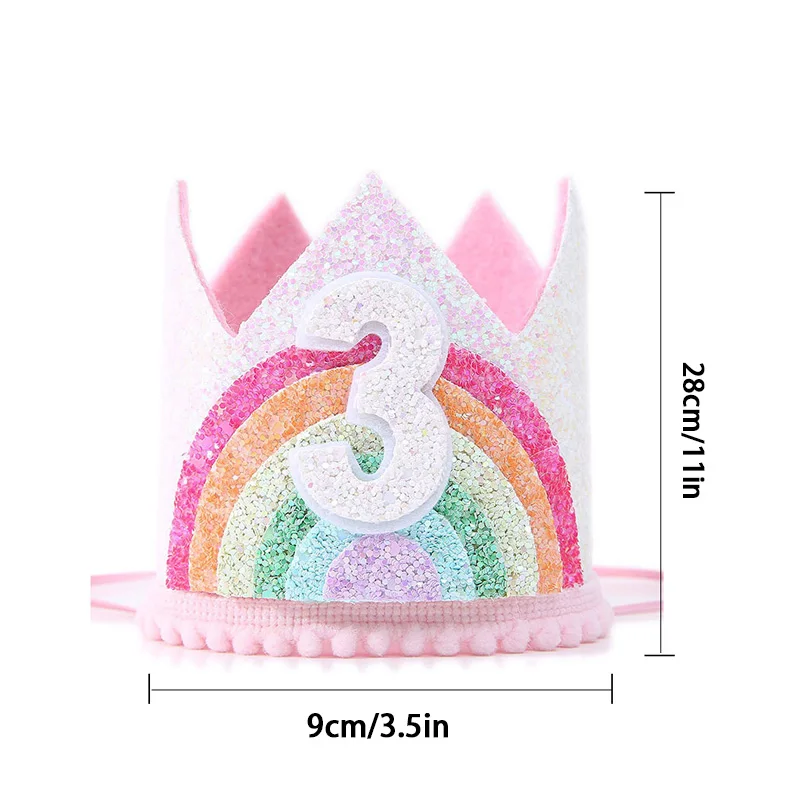 Фетровая шляпа на день рождения для детей радужная Принцесса девушка день рождения Корона 1-й 2-й 3-й счастливый день рождения декор малыш, день рождения девочки шляпа
