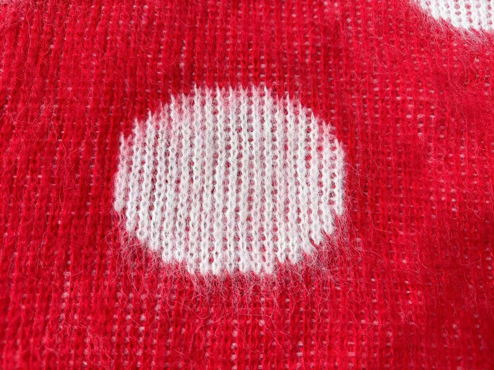 Красный свитер из мохера в белый горошек для мужчин и женщин лучшего качества с круглым вырезом, толстовки Оверсайз с длинными рукавами