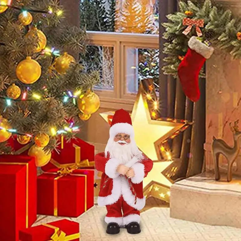 Танцующий Санта-Клаус под музыку, Рождественская кукла Санта-Клауса, Качающая головой, Санта-Клаус Для детей, Забавная Электрическая игрушка в очках
