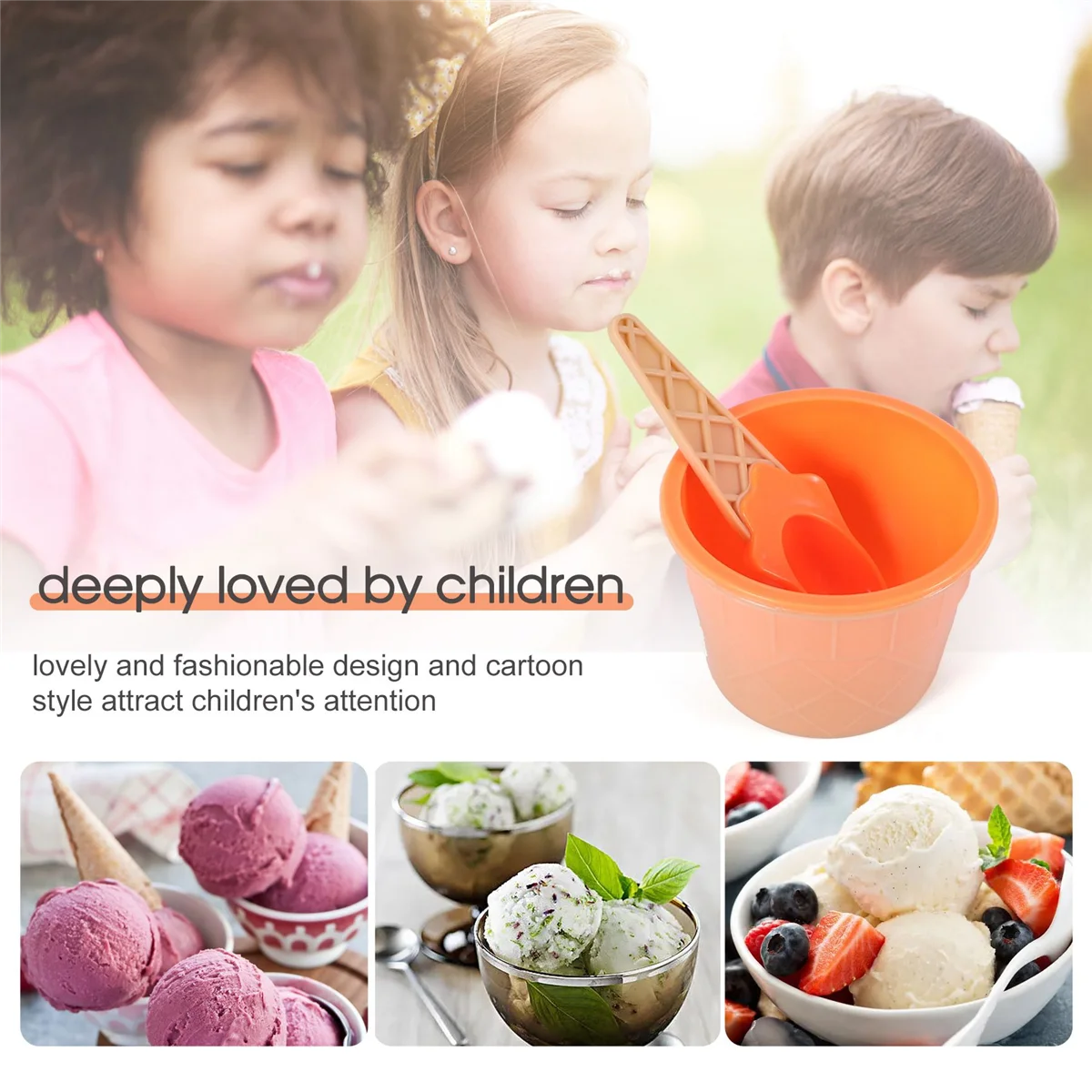 Набор чаш для мороженого 6шт, Разноцветная Ложка для мороженого, Миска для посуды, Креативная детская мультяшная чаша