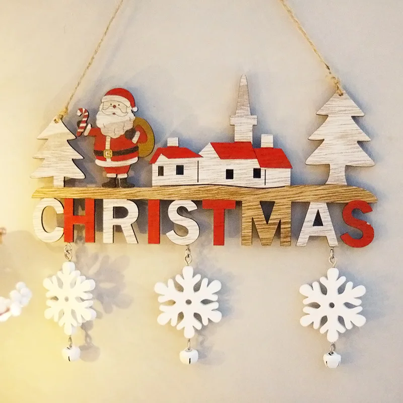 2023 Деревянные Рождественские дверные подвесные украшения на стену Рождественский декор для дома С Новым годом Дверные подвески Naviidad