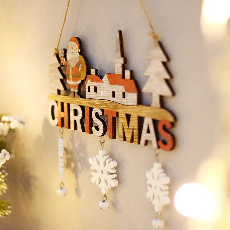 2023 Деревянные Рождественские дверные подвесные украшения на стену Рождественский декор для дома С Новым годом Дверные подвески Naviidad