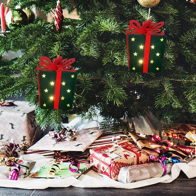 Рождественские Подарочные коробки с подсветкой, Деревянные Рождественские Светодиодные Подарочные Коробки, Фонари, Окна, Стена, Дверь, Спальня, Дорожка на открытом воздухе, Патио