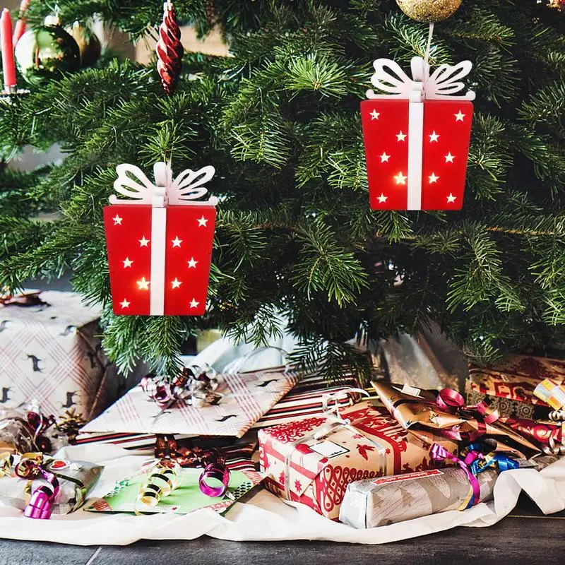Рождественские Подарочные коробки с подсветкой, Деревянные Рождественские Светодиодные Подарочные Коробки, Фонари, Окна, Стена, Дверь, Спальня, Дорожка на открытом воздухе, Патио