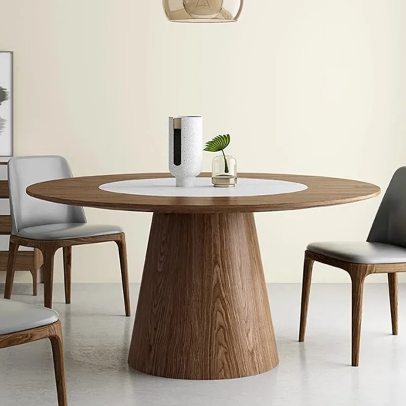 Большой круглый стол из белого воскового дерева в скандинавском стиле, обеденный стол и стул из массива дерева на десять персон, сочетание с em