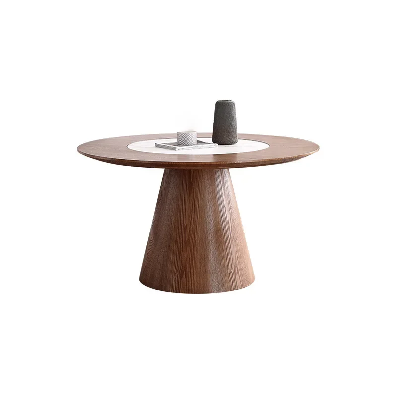 Большой круглый стол из белого воскового дерева в скандинавском стиле, обеденный стол и стул из массива дерева на десять персон, сочетание с em