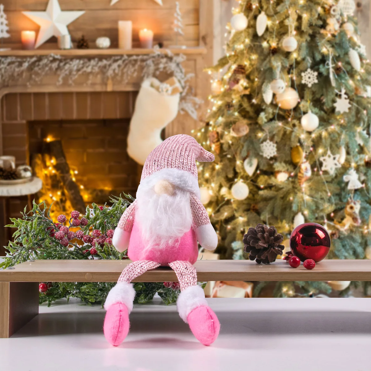 Куклы Gnome Christmas 2023 Розово-белая Безликая кукла С Рождеством Христовым Подарок Новогодние Рождественские украшения для дома Рождественский декор Noel