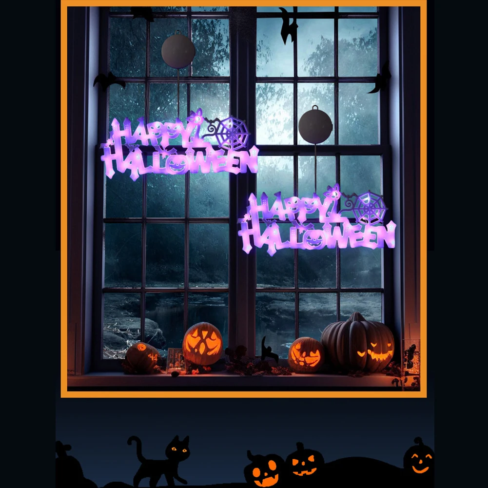 Оконные фонари на Хэллоуин с летучей мышью, Паутина для украшения вечеринки на Хэллоуин, Принадлежности для ночного декора окон