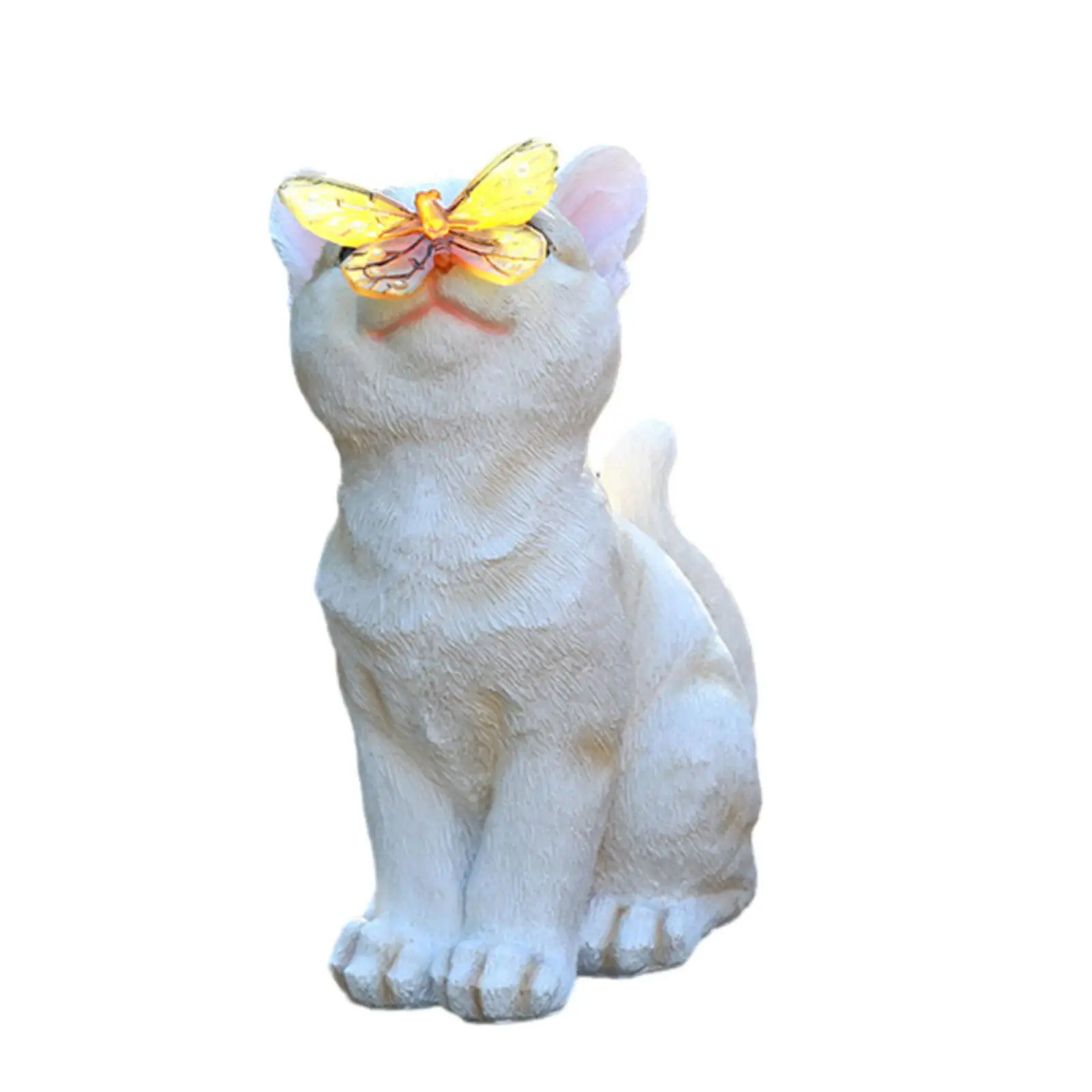 Статуя садового кота, светильник на солнечной энергии, реалистичная креативная фигурка котенка из смолы, скульптура для украшения крыльца, ландшафта, двора