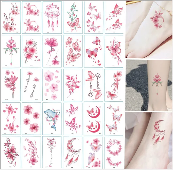 30шт татуировки наклейки Временные Татуировки Боди-Арт Стикер Цветочные Буквы Мультяшная Собака Поддельные Татуировки Бесконечность Татуировки для Женщин, Детей