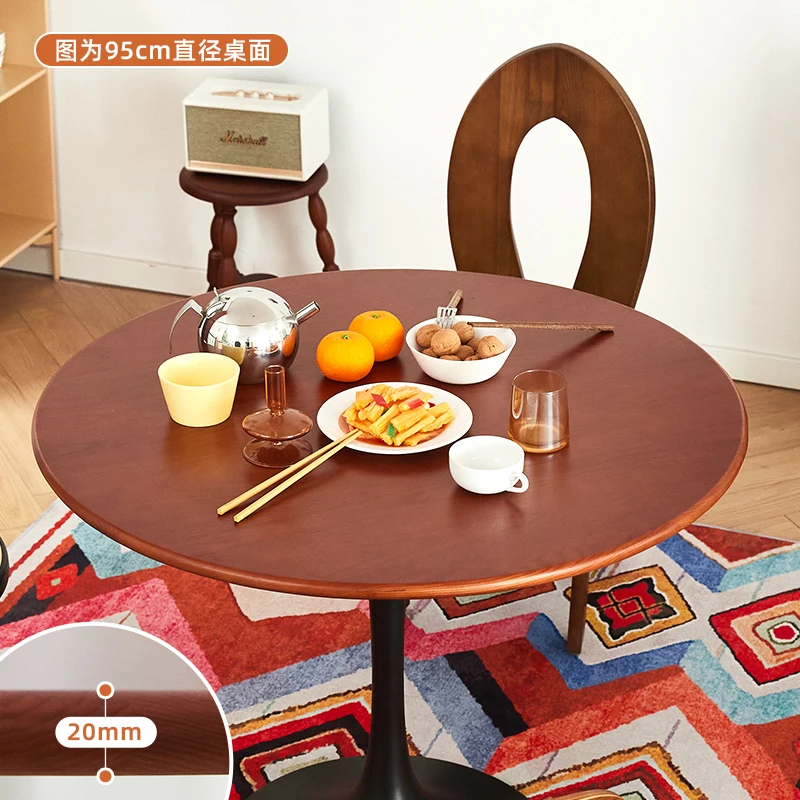 Бытовой круглый стол в виде тюльпана из массива дерева, средневековый простой круглый обеденный стол, небольшая гостиная, столовая, обеденный стол на несколько персон