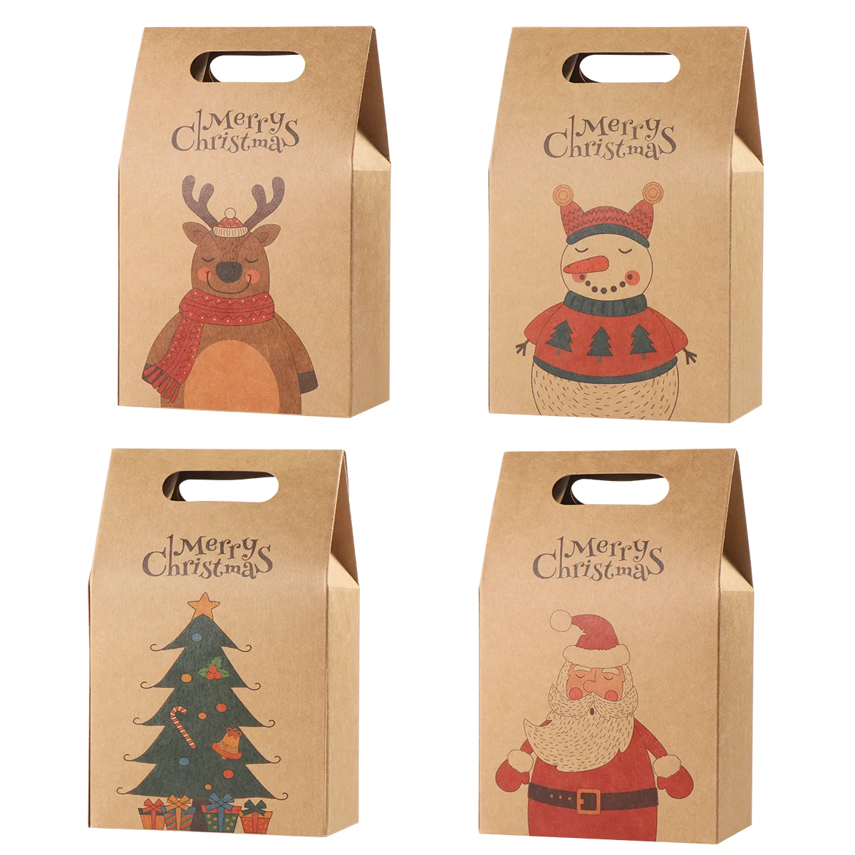 16шт Пакетов для рождественских угощений, пакетов из прочной крафт-бумаги, пакетов для подарочной упаковки, пакетов для хранения конфет, шоколада для рождественской вечеринки