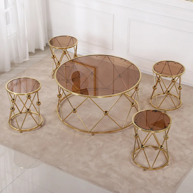 Итальянская мебель для гостиной, легкий экстравагантный круглый простой современный креативный стеклянный журнальный столик