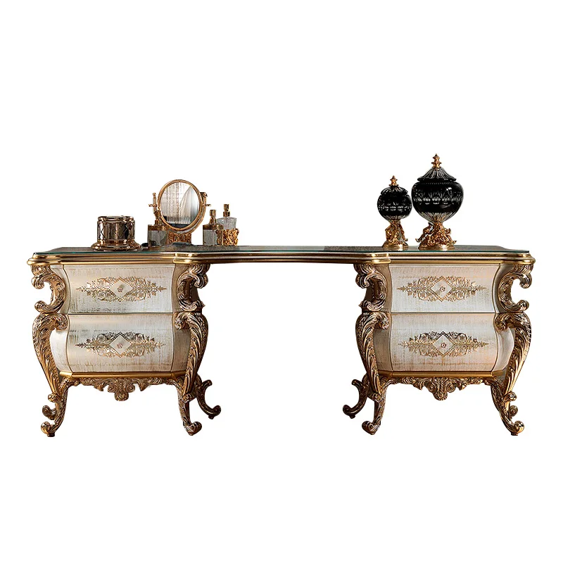 Туалетный столик из массива дерева с резьбой в европейском стиле, французский столик для макияжа, комбинированная мебель для спальни на заказ
